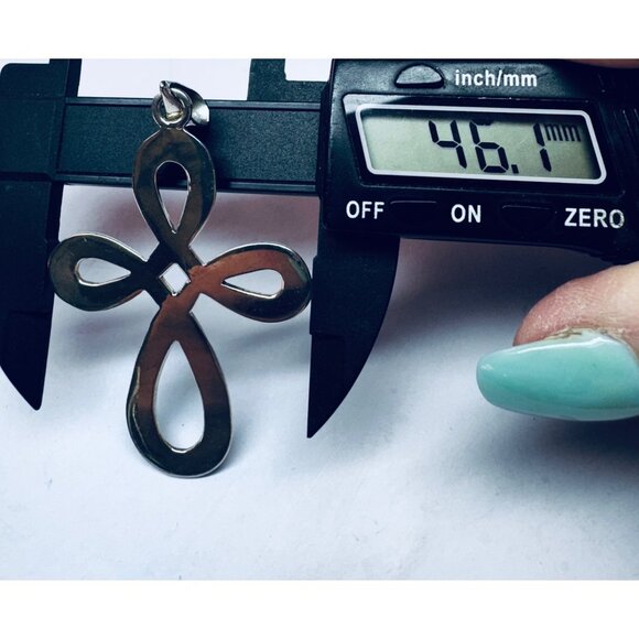 Vintage Sterling Silver 925 Large Cross Pendant Signed MWS Estate Jewelry - Picture 6 of 9